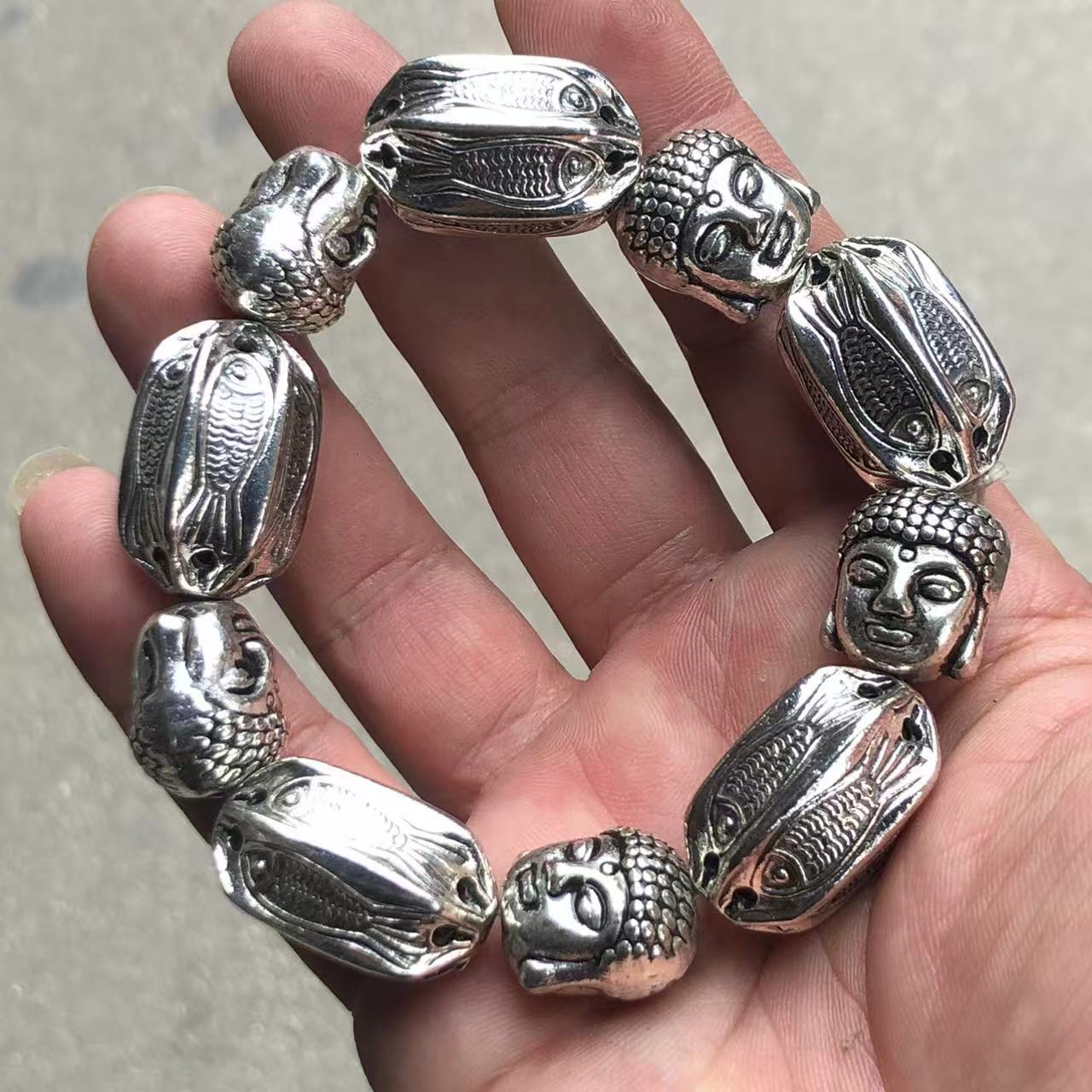 Vintage Collectible Jewelry - Vintage White Copper Plated Silver Buddha