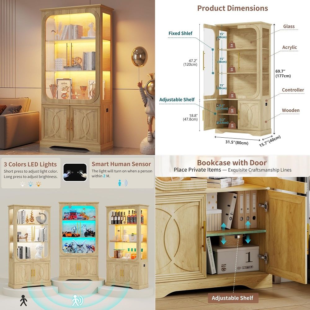 Collectible Collection - Display Cabinet with Glass Doors and