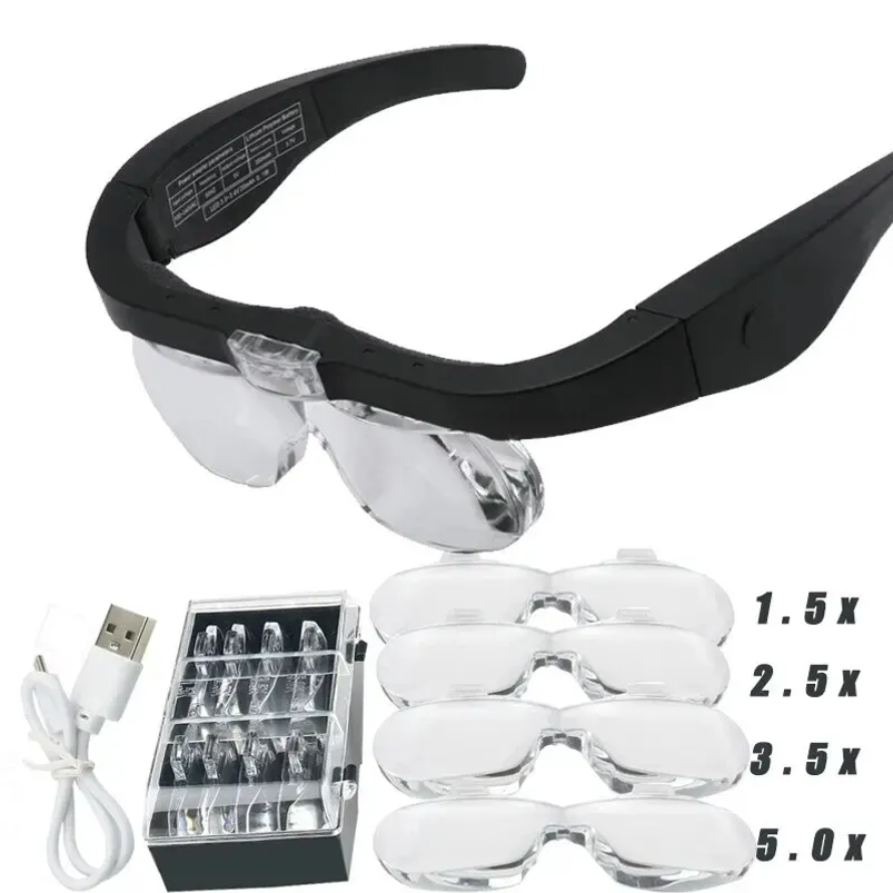 Darkroom Enlarger Lens - Head‑mounted Magnifying Glasses With 2 LED