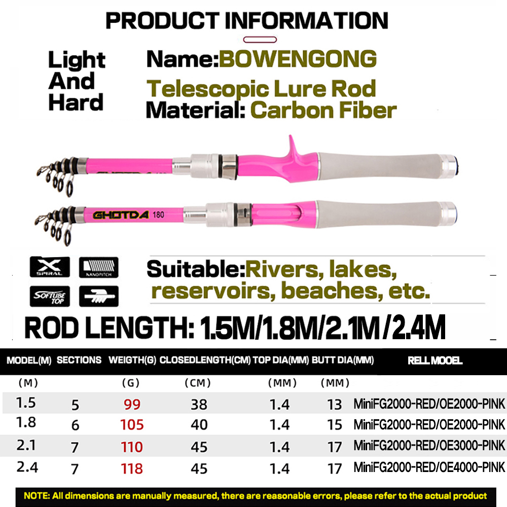 1.5m-2.4m Lure Spinning Fishin - огляд і ціна Developing Tank Reel